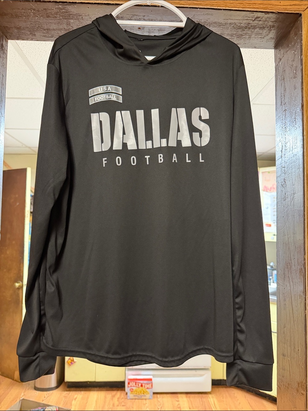 Men's Black Dallas Football Hooded XL Shirt